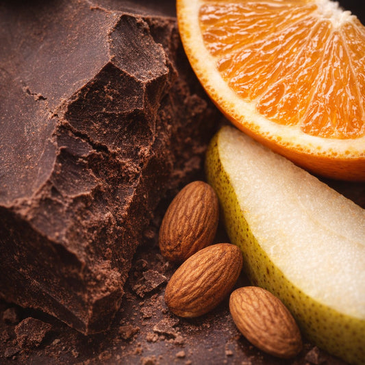 Tasting notes: dark chocolate, orange, pear and almond